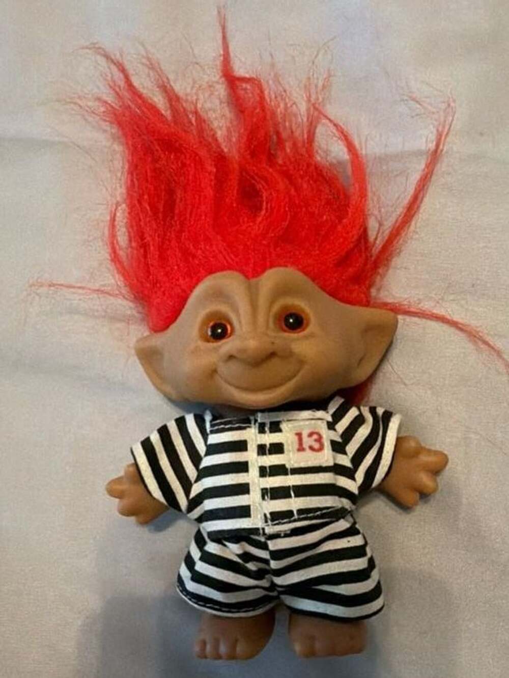Ace Novelty Treasure Trolls Prisoner Inmate Doll with Red Hair and Black and Whi